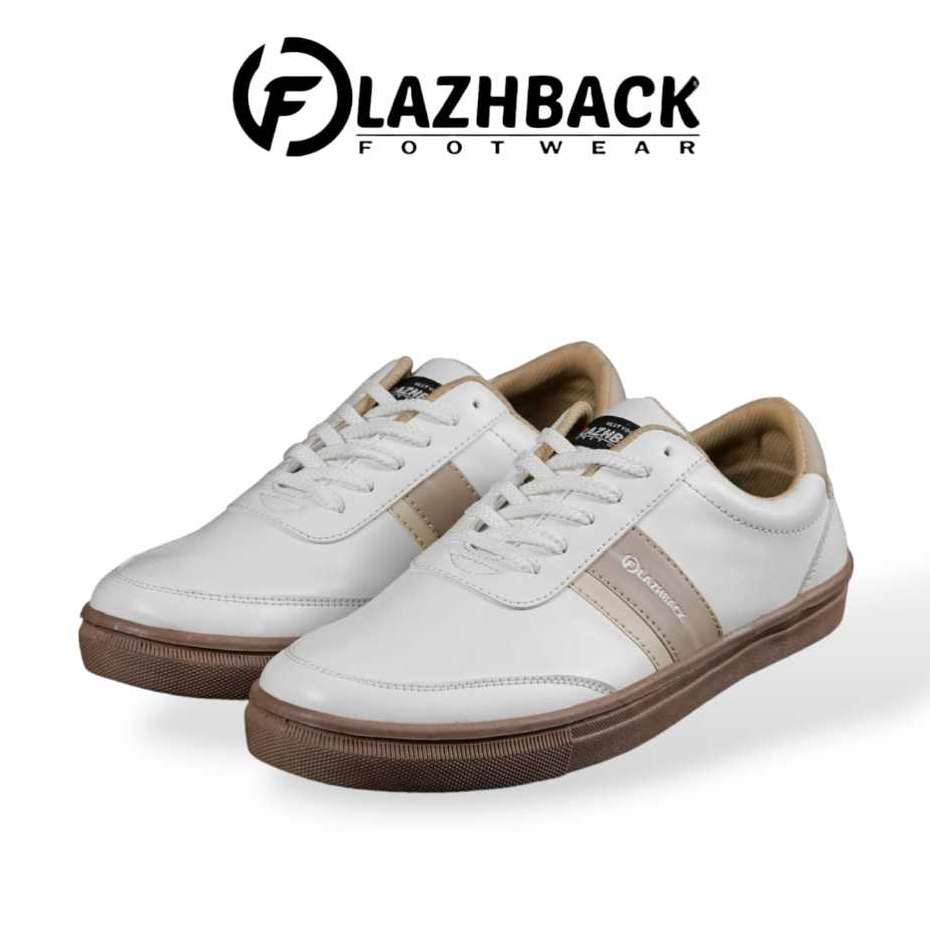 FLAZHBACK Walker - Sepatu Sneaker Pria Kasual Travelling Putih Sepatu Kets Santai Pria 100% ORIGINAL