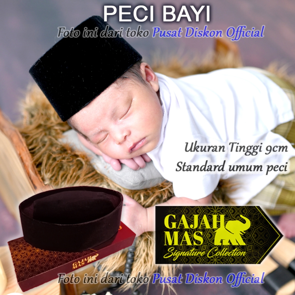 Peci Bayi Kopiah Anak Laki Laki Songkok Bayi Beludru Hitam Polos