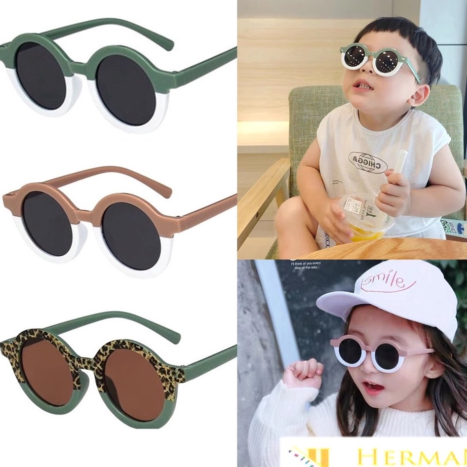 HC Kacamata Anak Perempuan Bulat Leopard Korea Fashion Lucu 663 Kaca Mata Laki Laki Hitam Gradasi Ma
