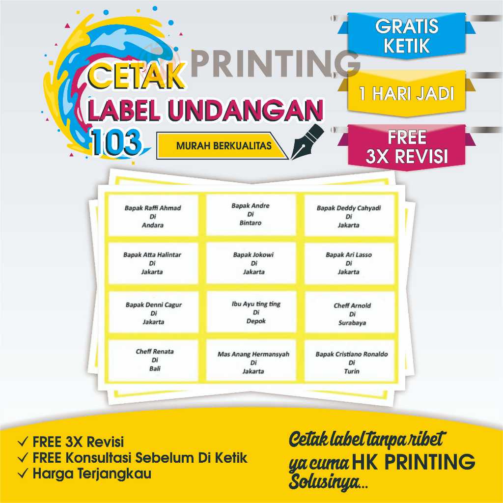 

Cetak Print Nama Label Undangan