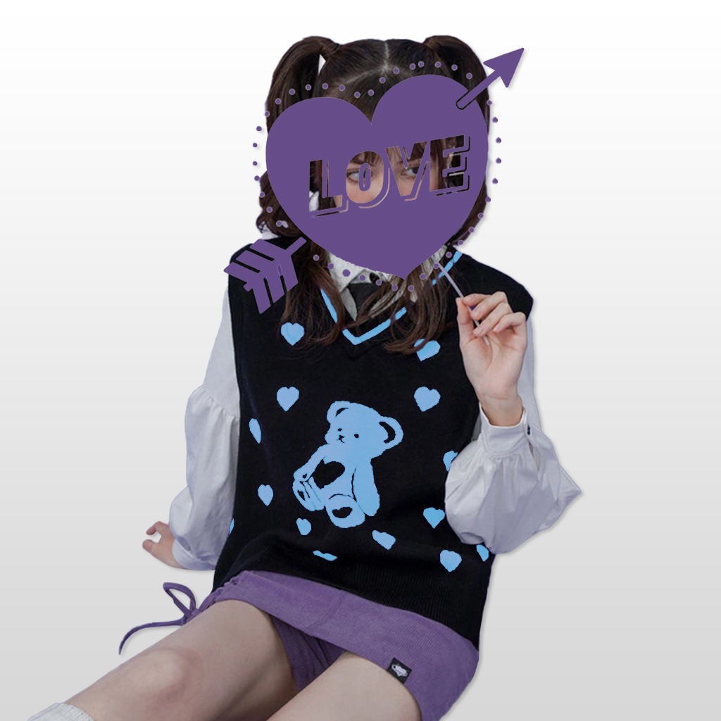 Vest Rajut Komputer Knit Bear Wanita #Knit Love#Rajut Wanita#Vest Bear#Terbaru lulustore