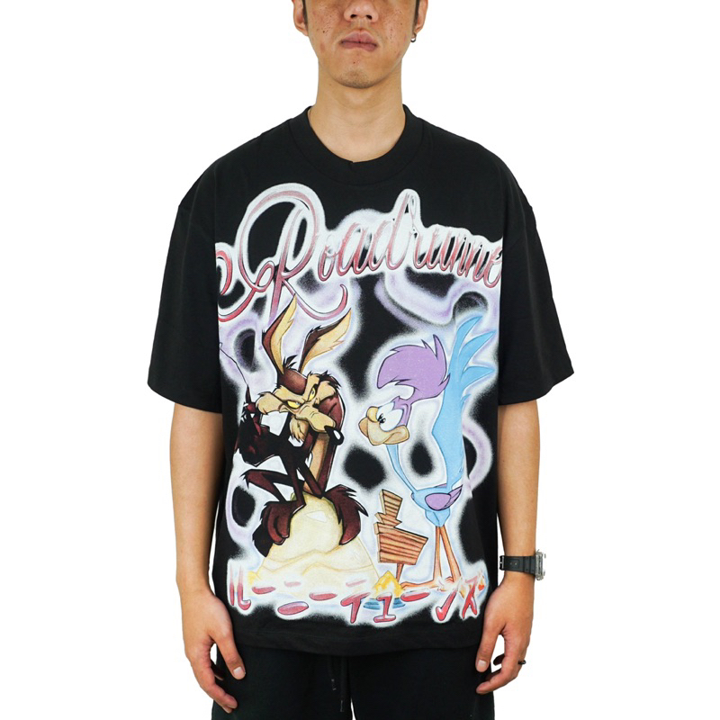 KKontener Wile E. Coyote and the Road Runner Black Oversize Tee T-Shirt Kaos
