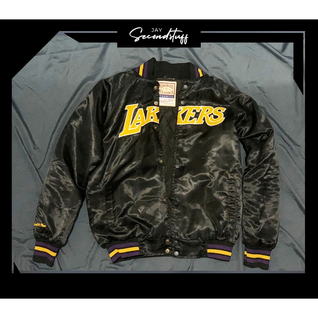 [BISA COD] JAKET BOMBER VARSITY BASEBALL BISBOL - LAKERS HITAM TEXT (PreLoved)