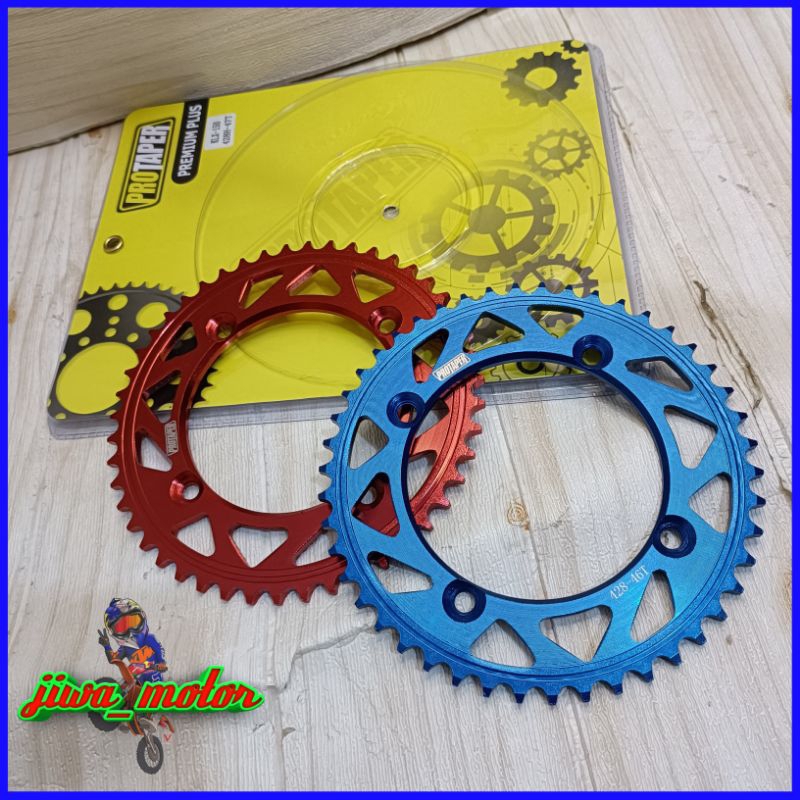 gear belakang klx dtracker 150 428 Protaper warna biru dan merah ukuran 46 47 48 50