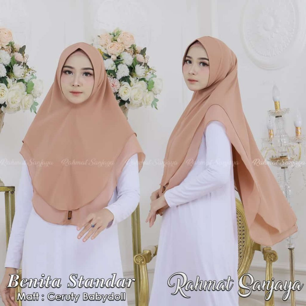 KHIMAR 2 LAYAR OVAL BENITA STANDAR POLOS/KHIMAR KERUDUNG 2 LAYAR OVAL PET ORI RAHMAT SANJAYA