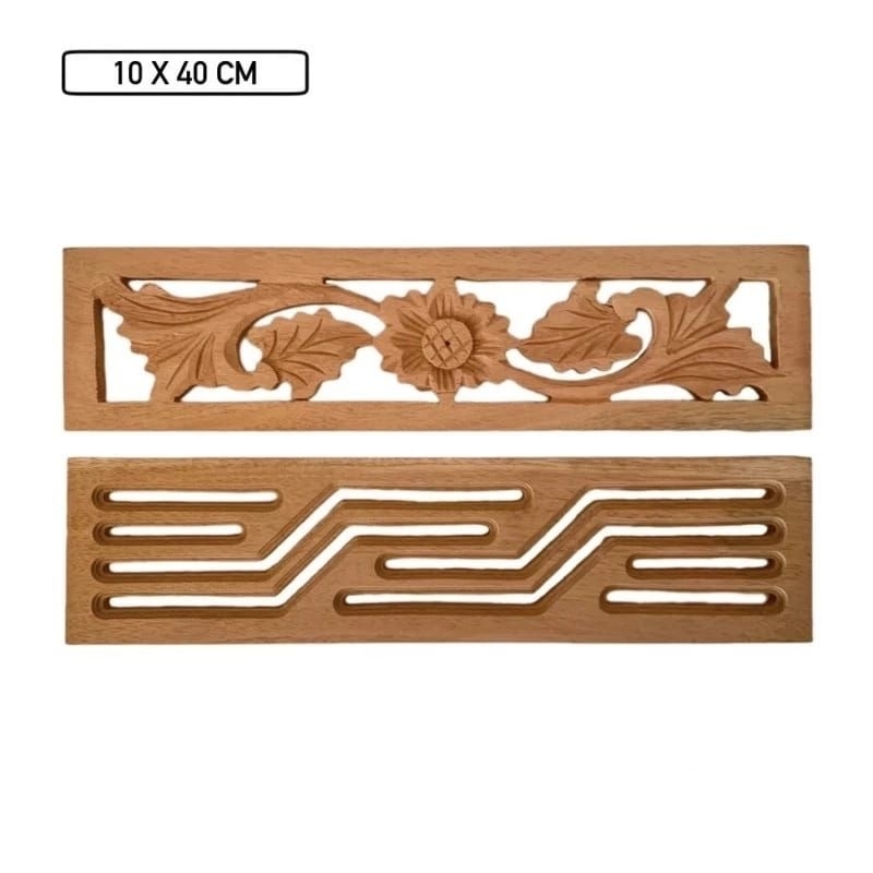 ( 10 × 40 ) Kepingan Ukiran Loster Jenis Kayu Jati & Mahoni | Dekorasi Dinding Bermotif | Ventilasi 