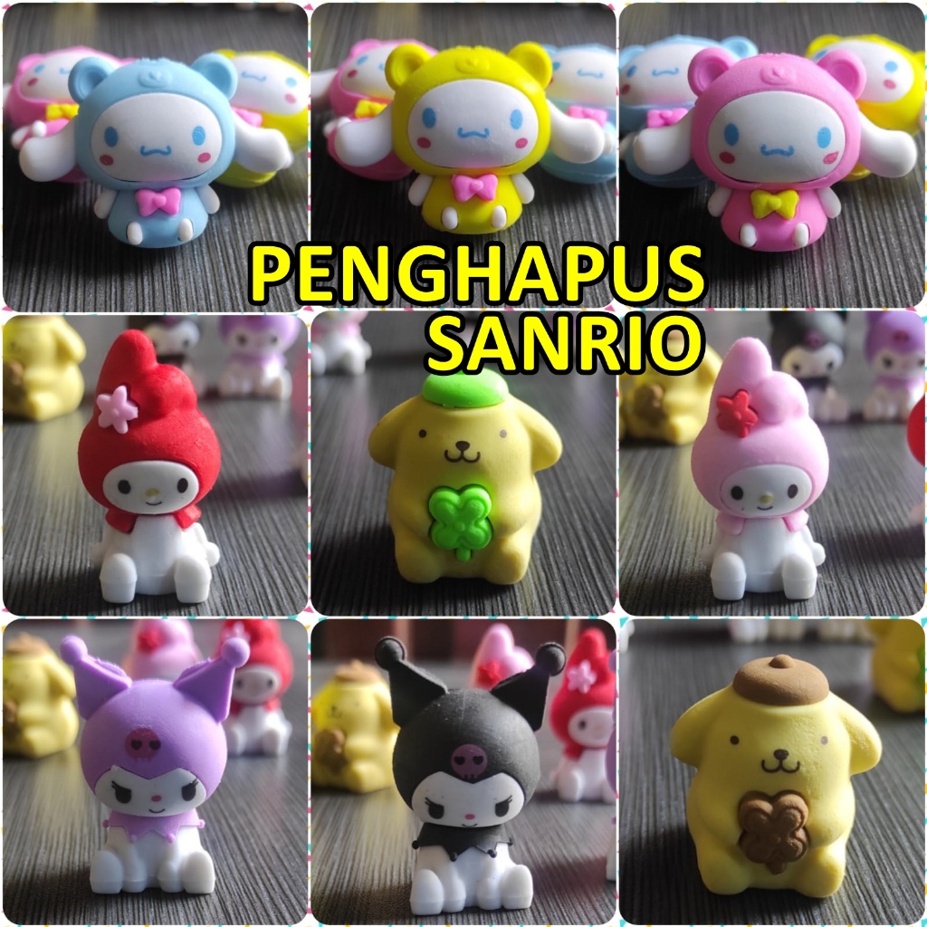 

PENGHAPUS PENSIL 3D SANRIO ERASER PENCIL KUROMI MELODY POMPOM CINAMORROL vincess