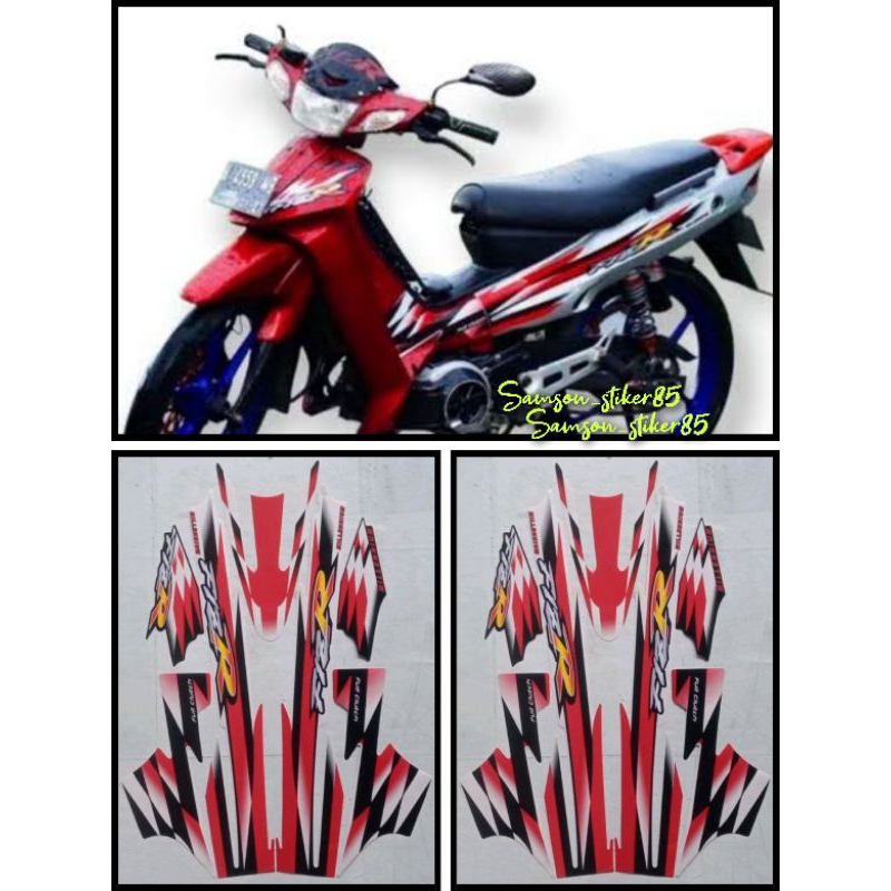 stiker striping motor yamaha fizr FIZ R milinium merah putih berkualitas terbaik