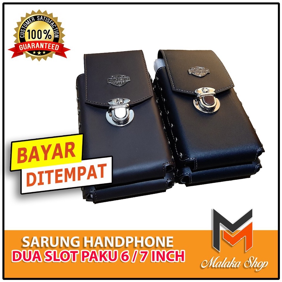 Sarung hp pinggang pria dua slot ukuran 7 inci BIG SIZE dompet hp pinggang pria hitam coklat