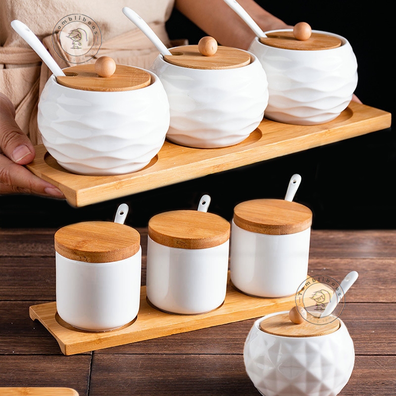 Terlaris Set Toples Bumbu Keramik Toples kombinasi keramik bumbu dapur unik toples bumbu set tiga