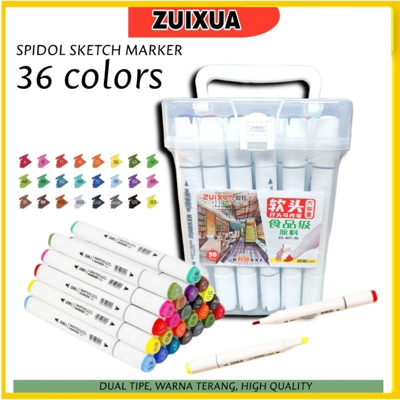 Zuixua Spidol Sketsa/Sketch Marker Color/Spidol Kepala Dua/Spidol Sketsa