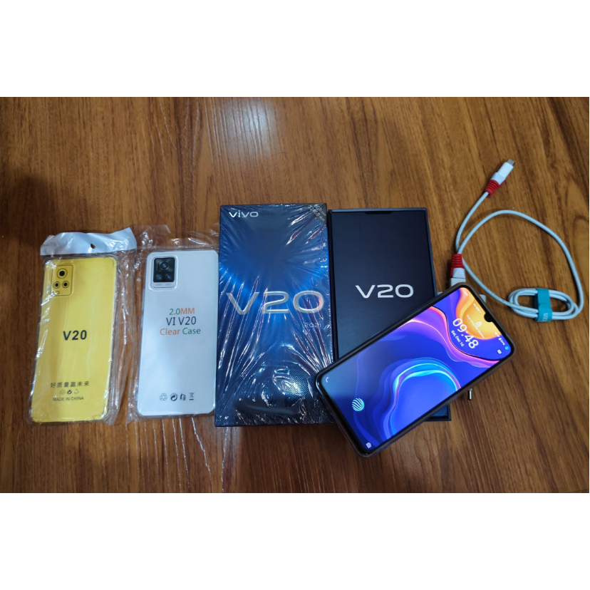 HP Android Vivo V20 2021 8/128GB warna Sunset Melody Second Mulus Komplit