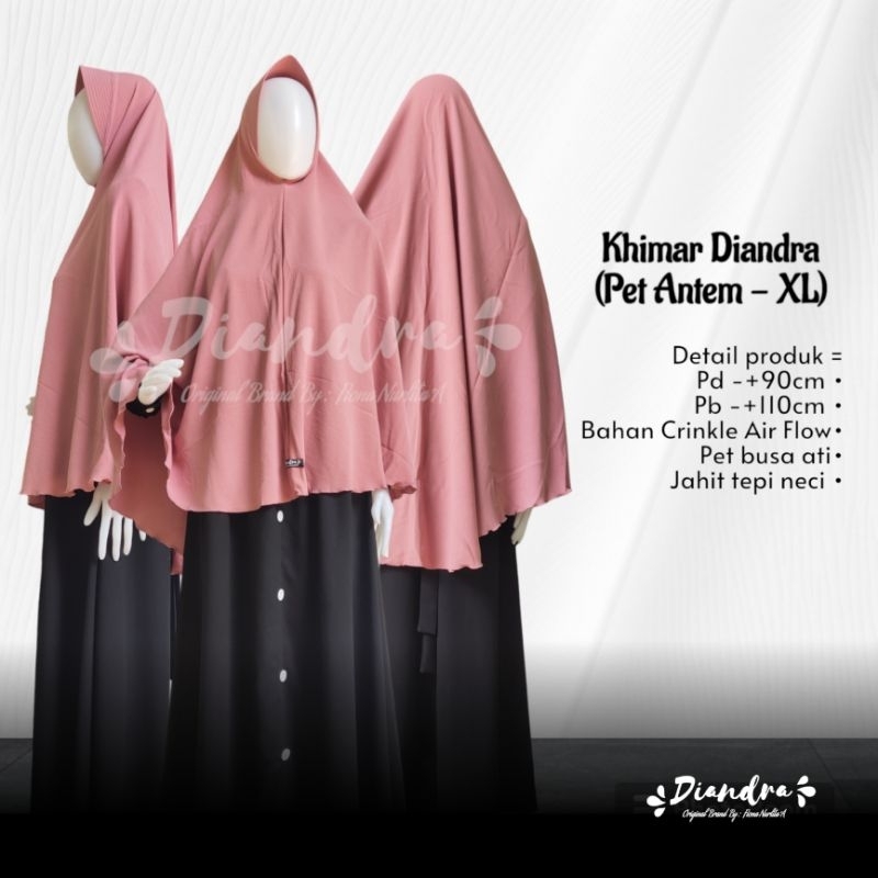 [Diandra Hijab]Jilbab Crinkle Air Flow Syar'i XL Kerudung Crinkle Air Flow Khimar Crinkle Syar'i Pet
