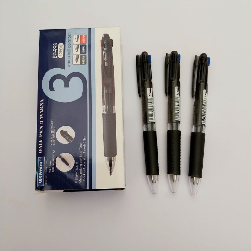 

(12 pcs) Bolpen/Pulpen/Ballpoint 3 warna Weiyada BP-993
