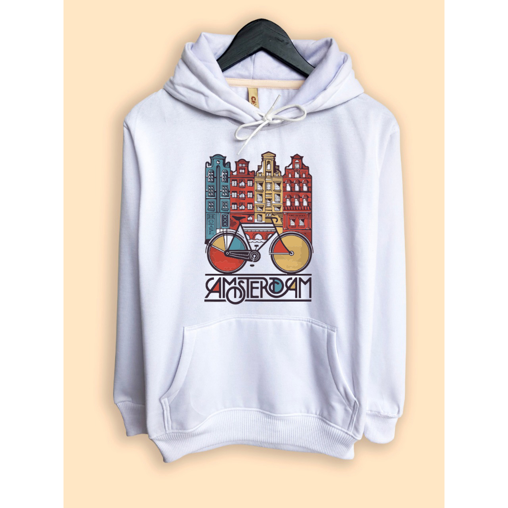 jaket hoodie premium desain kota amsterdak belanda