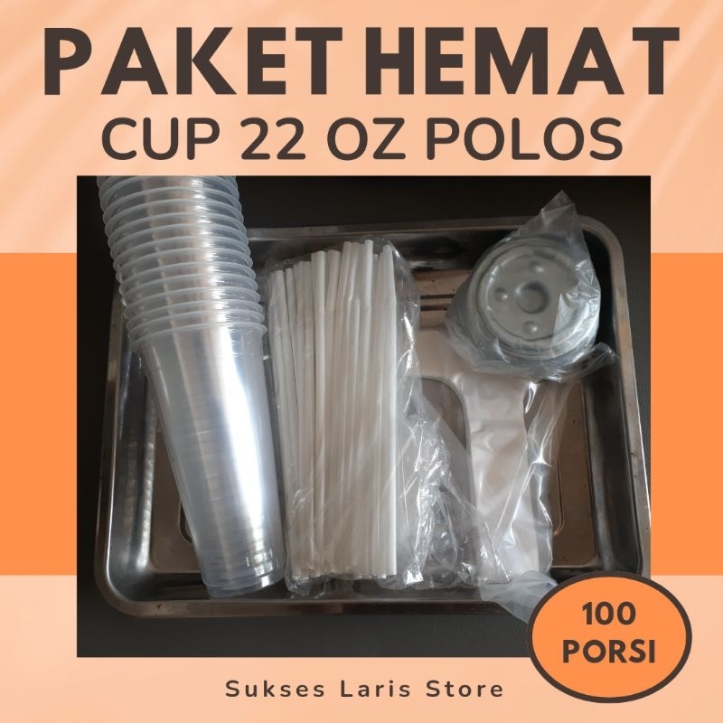 CUP 22 OZ SLIM DATAR (PAKET 100 PORSI) | GELAS CUP SLIM JUMBO | CUP MINUMAN KRESEK CUP SEDOTAN