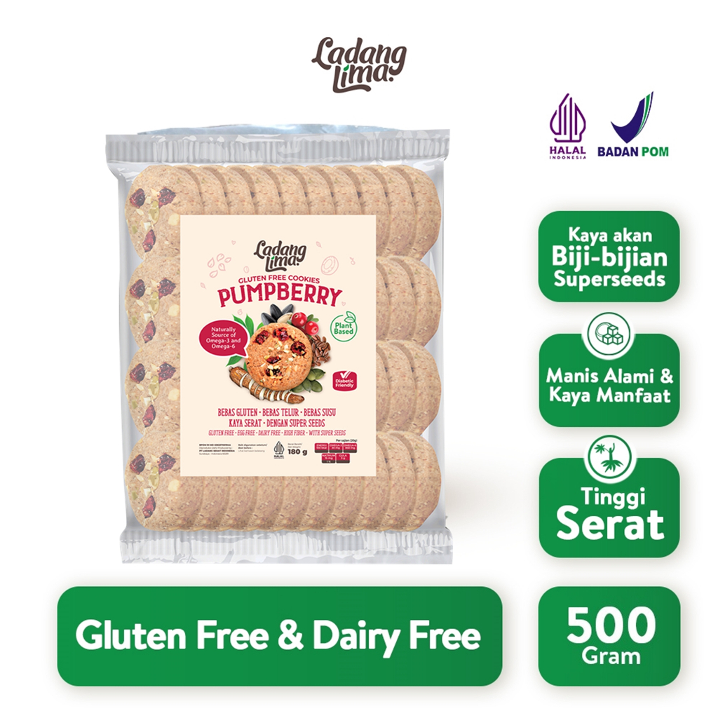 

[FREE BLACKMOND SACHET] Pumpberry 500g - Healthy Cookies Gluten Free Ladang Lima With Protein