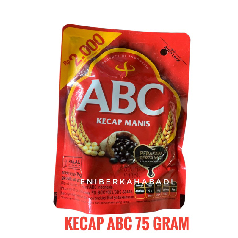 

Kecap Manis ABC 75 gram (per pcs) exp date Mei 2025