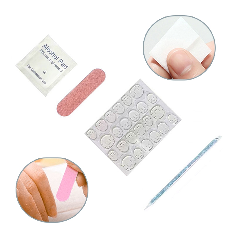 Toolkit Kuku Palsu Lem Gel 4Pcs/Set Toolkit Nail Art Berisi 1 Lembar Lem (24Pcs) + 1 Kikir Kuku + 1 