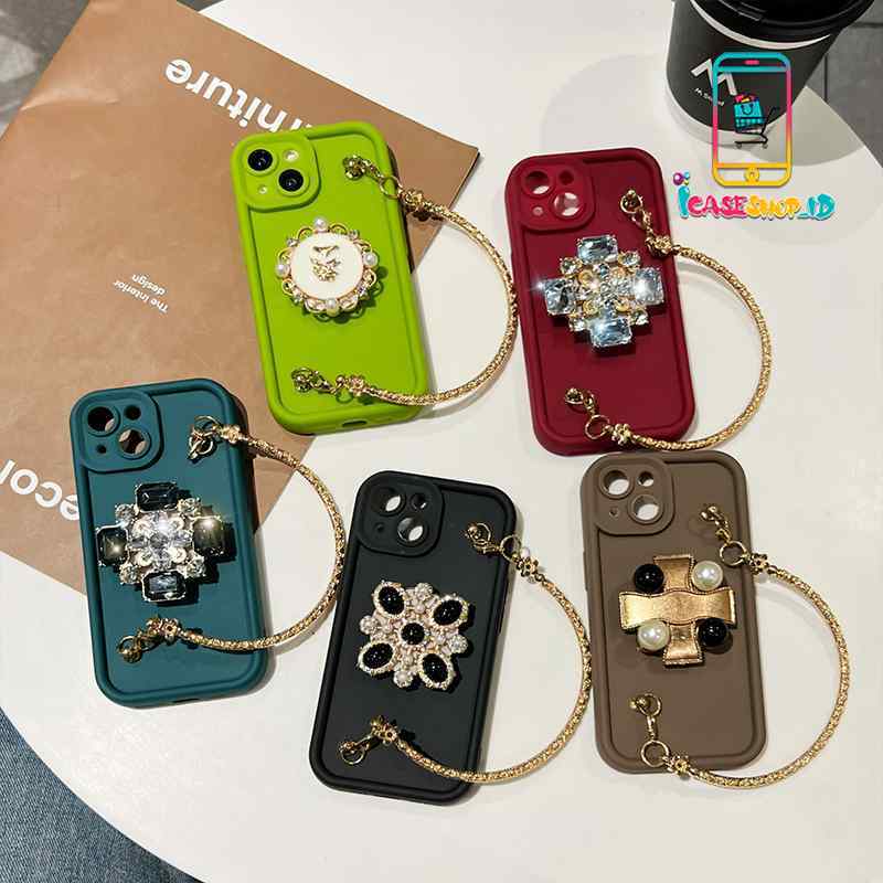 GC81 SOFTCASE SILIKON MODEL TAS POPSOCKET GOLD UNTUK IPHONE 13 14 15 PRO MAX DIAMOND 3D IC3998