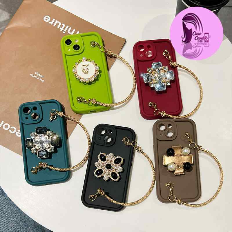 GC81 SOFTCASE SILIKON MODEL TAS POPSOCKET GOLD UNTUK IPHONE 13 14 15 PRO MAX DIAMOND 3D CC8470