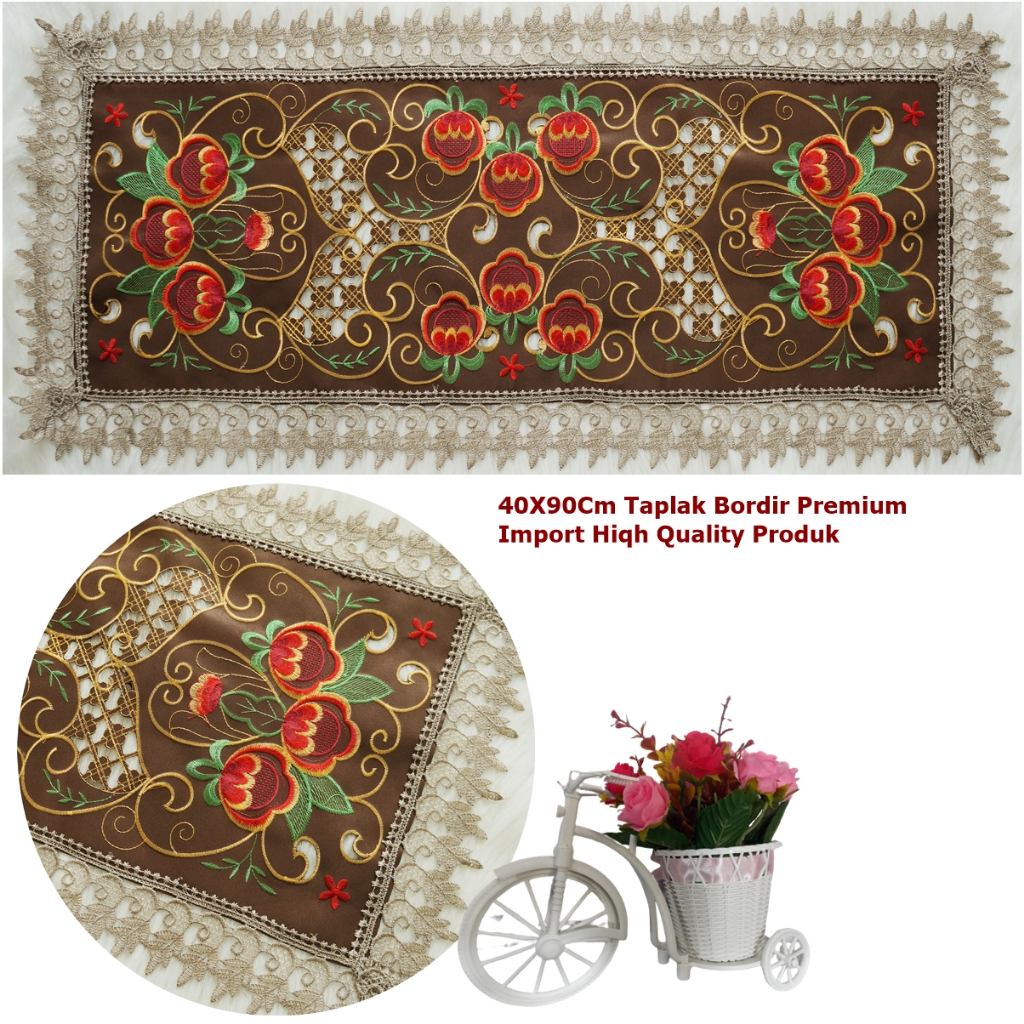 TAPLAK MEJA TAMU RENDA BORDIR KERANCANG / TAPLAK MEJA TAMU SHABBY CHIC / TAPLAK MEJA TAMU IMPORT MUR