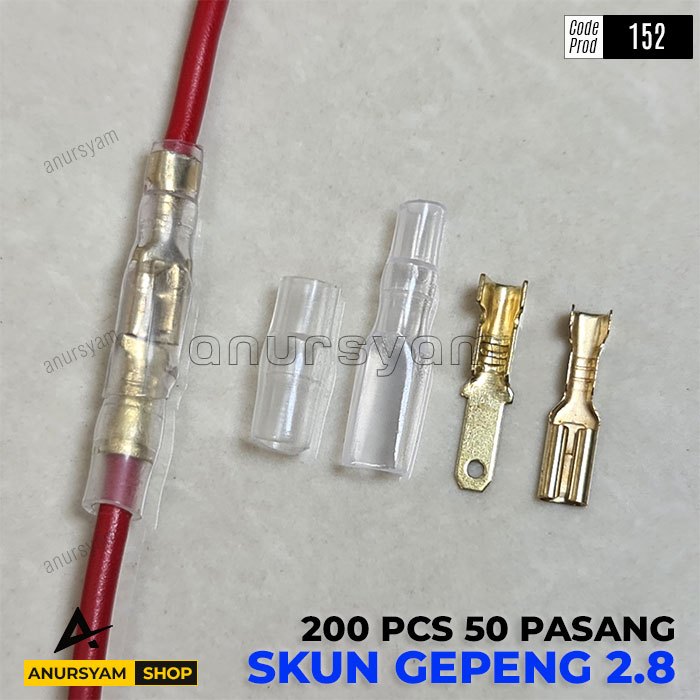 [152] 200 Pcs 50 Pasang Skun Gepeng 2.8 mm Skun Male Female Insulator