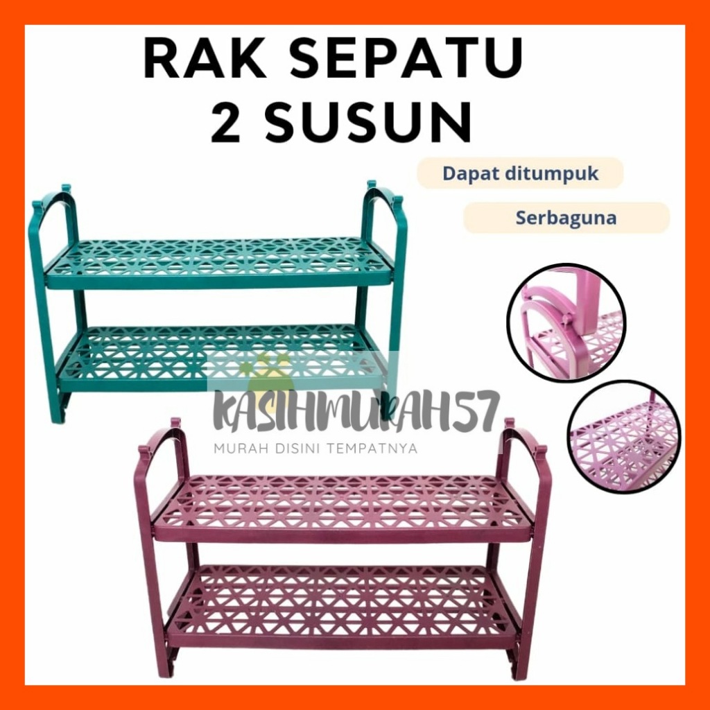 RAK SEPATU 2 SUSUN TRILINS / RAK SEPATU SUSUN 2 TRILINS / RAK TEMPAT SANDAL SEPATU PLASTIK / RAK SEP