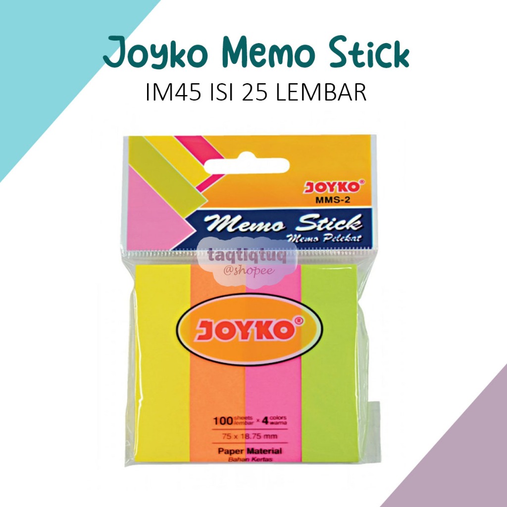 

Joyko Kertas Memo Kecil Joyko Memmo Stick 1Set 25 Lembar IM 45 Index Stiker Tempel Note Paper Sticker Tempelan Kertas Catatan