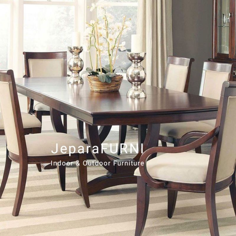 MEJA MAKAN 6 KURSI JATI JEPARA
