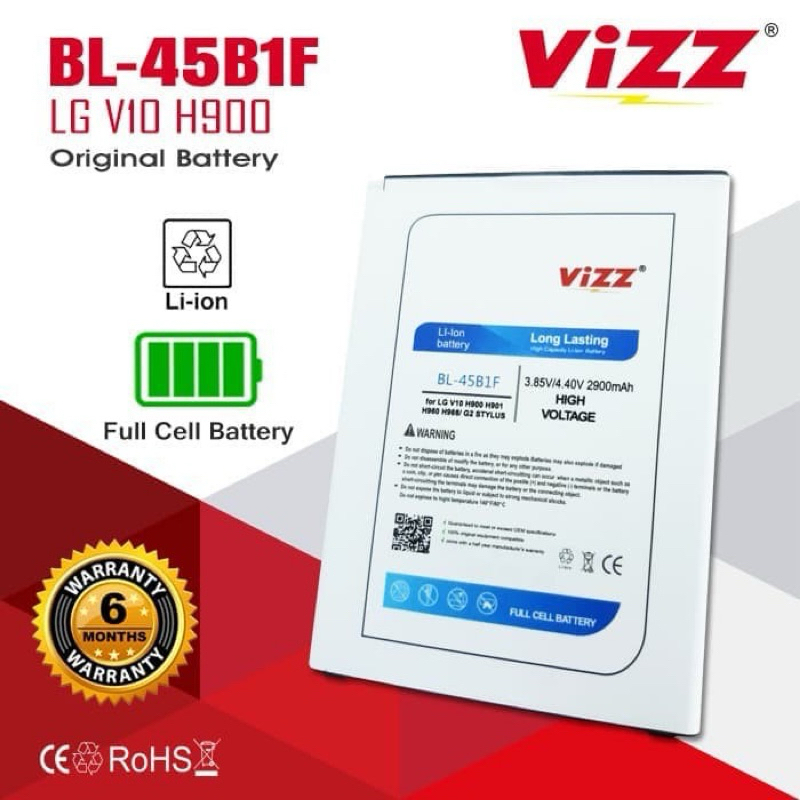 Baterai Batre Vizz Double Power LG V10 BL45B1F BL-45B1F G2 Stylus Original Vizz