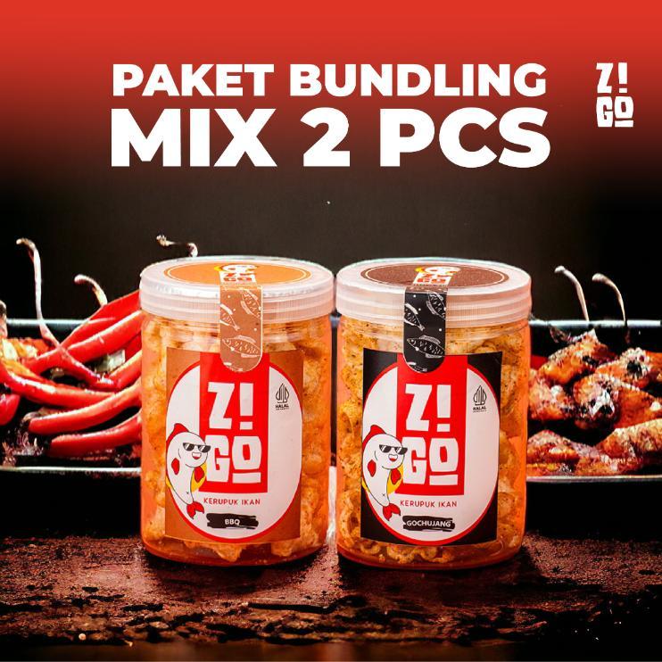 

[PAKET BUNDLING MIX RASA 2PCS] Kerupuk Pedas ZIGO Cabe Merah Daun Jeruk BBQ Gochujang Renyah Kemasan Toples Kecil Kerupuk Seblak Kering Cemilan Enak