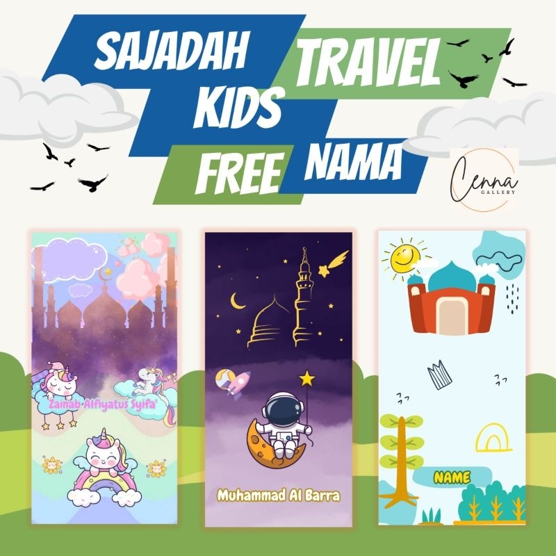 Alas Sholat Anak Sajadah Lipat Sajadah Travel Anak Custom Nama Souvenir Ulang Tahun