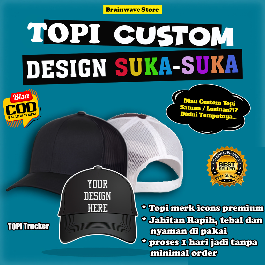 TOPI CUSTOM SABLON SATUAN MURAH DESAIN SUKA SUKA - Topi Trucker SPONSOR OLAHRAGA - Topi Distro Nike 