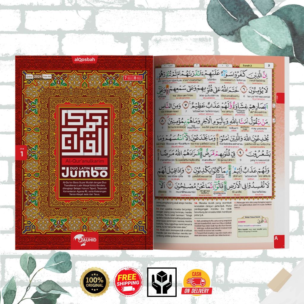 Duo Latin Waqaf Ibtida Jumbo PerJuz - Duo Transliterasi Latin - Waqaf Ibtida Bendera - Size A4 (21 x