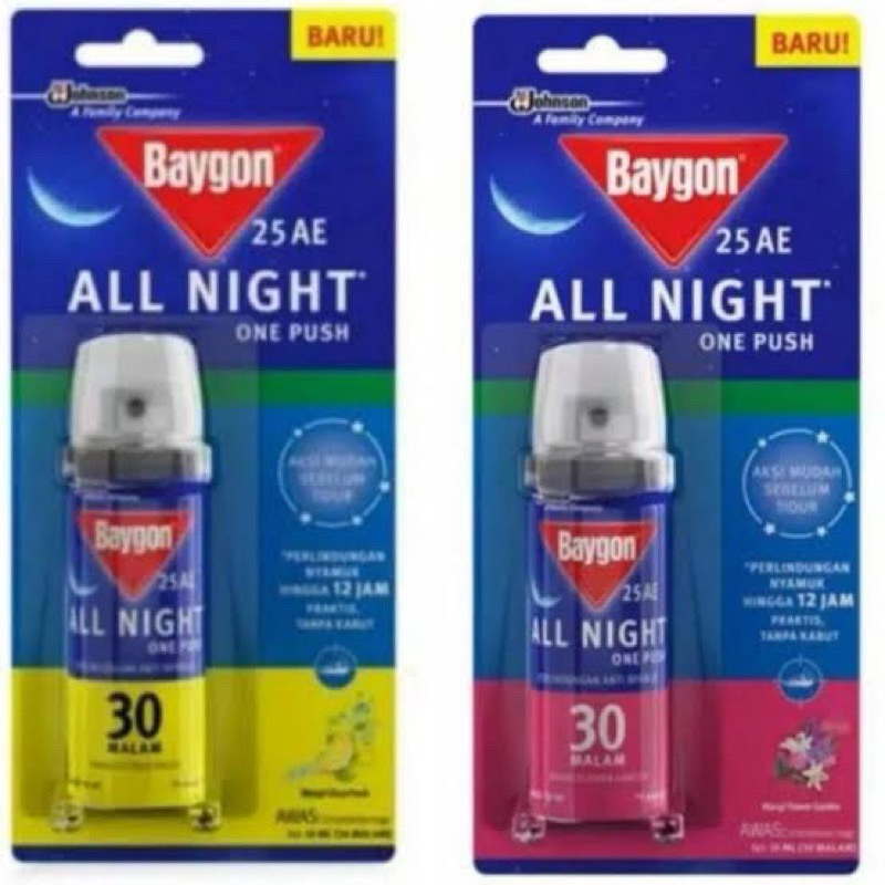 Baygon One Push All Night Perlindungan Anti Nyamuk Citrus Fresh 10 ML