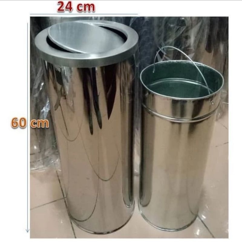 Tempat sampah stainless tutup swing