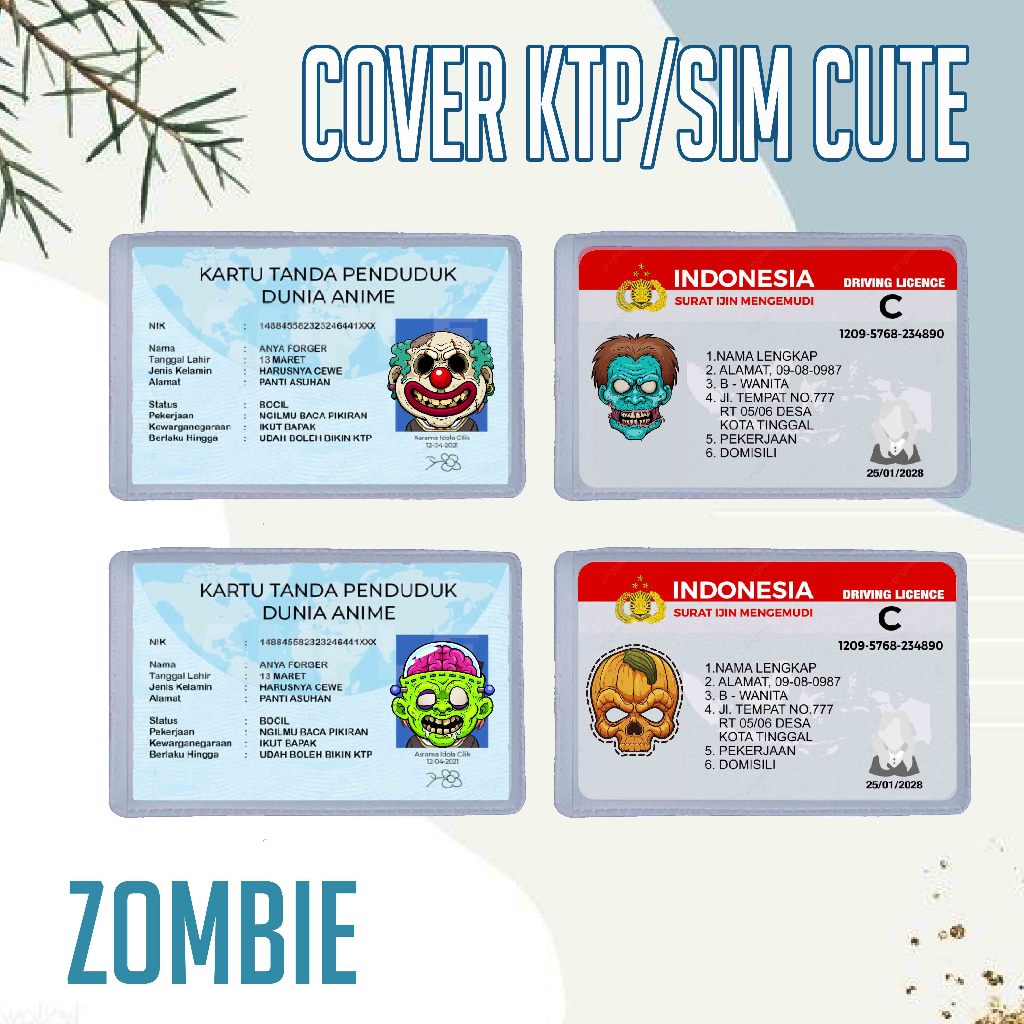 Cover Pelindung Kartu Identitas KTP SIM Karakter Zombie Invasion