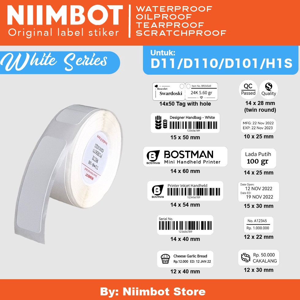 

Sale White Thermal Label Printer Sticker Niimbot D11 D11 D11 H1S Refill Label Niimbot Plain White HG