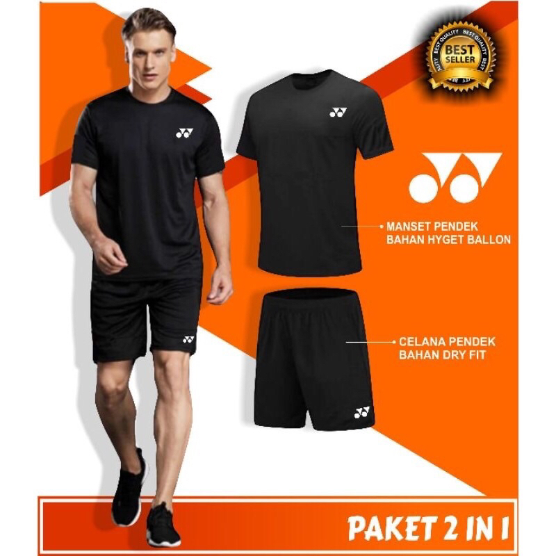 Paket baju dewasa olahraga badmiton dan celana Dryfit badminton - Celana badminton - Baju badminton 
