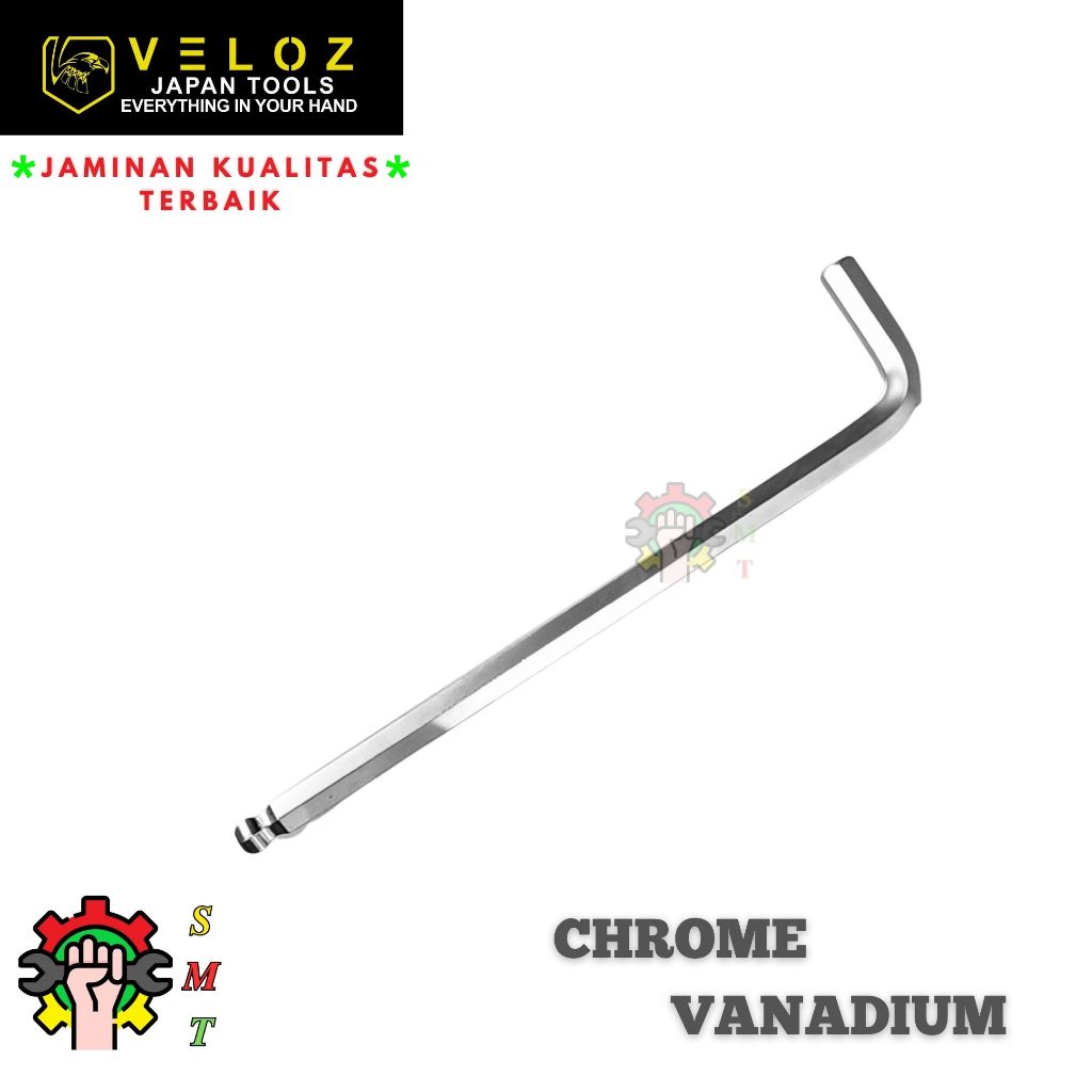 Kunci L Eceran Ball Flat / Ballpoint 3mm-6mm Veloz Chrome Vanadium steel SUNMURAH TEKNIK Surabaya