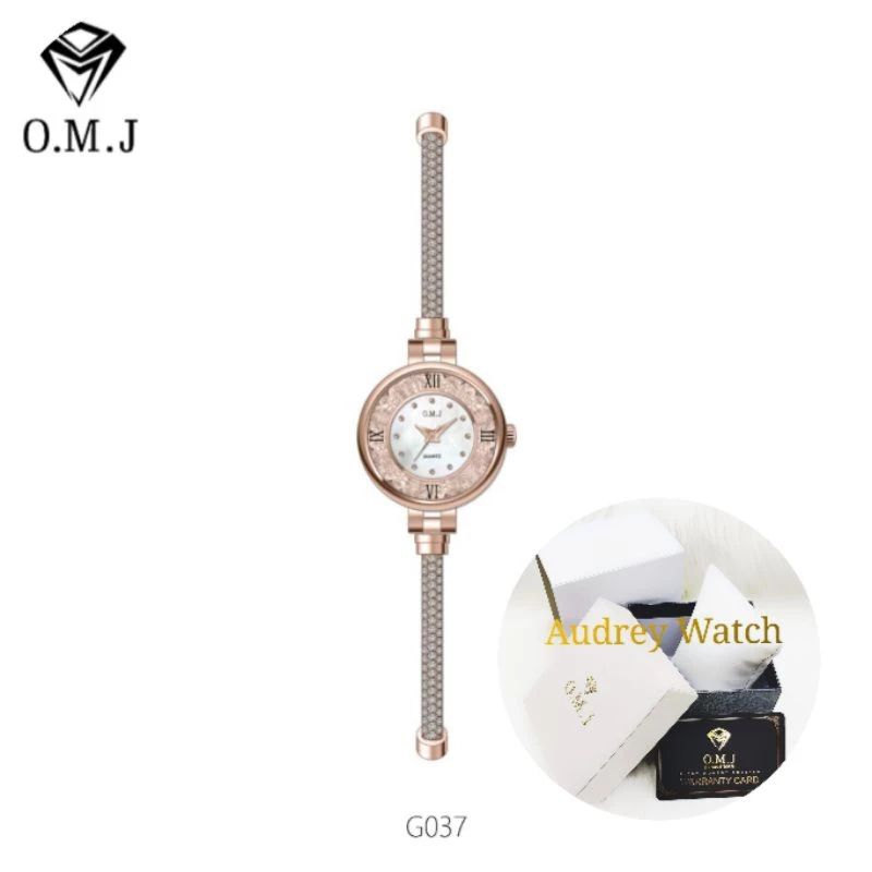 ORIGINAL....OMJ G-037 SERIES ORIGINAL Jam Tangan Wanita Model Gelang Serut Terbaru WR 3 Atm Rantai S