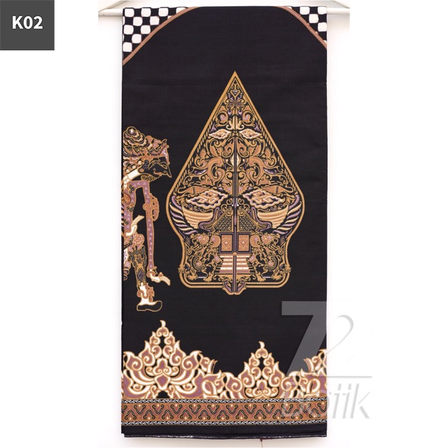 KAIN BATIK PREMIUM Bahan Katun Motif Wayang Warna Hitam Item Black Gold Emas 727669 Cap 72 Jarik Jar