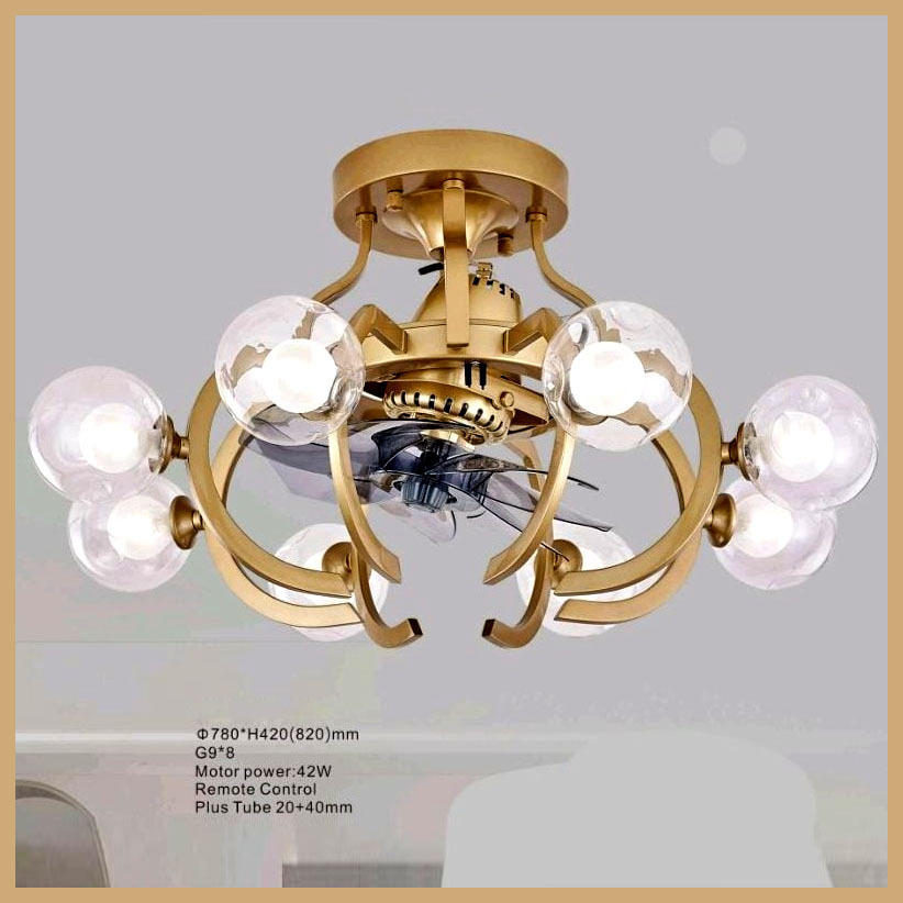 Lampu Gantung kipas angin premium Kaca remote control Orbit ceiling fan Classic modern minimalis ele