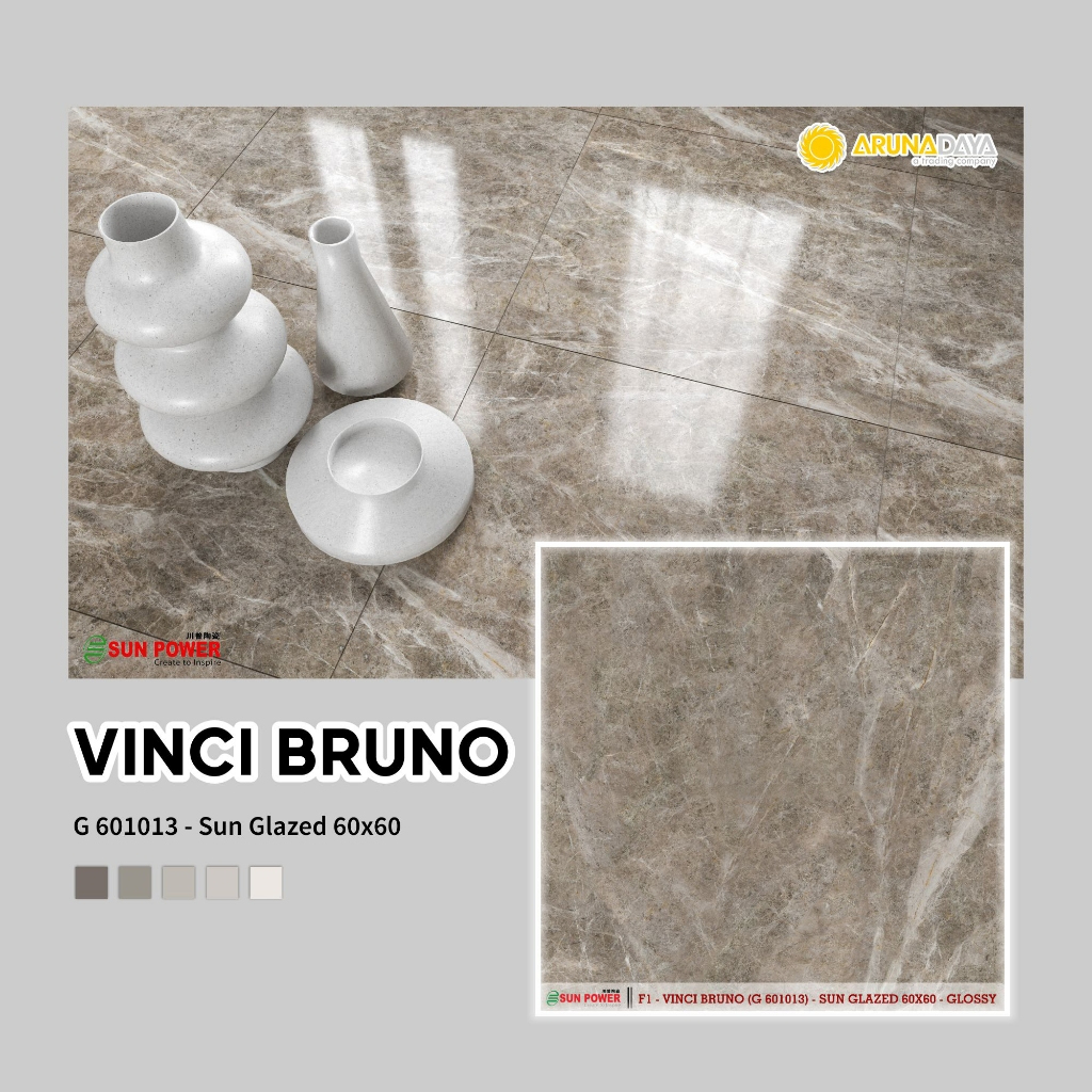 KERAMIK LANTAI GLOSSY SUNPOWER VINCI SERIES UKURAN 60X60M