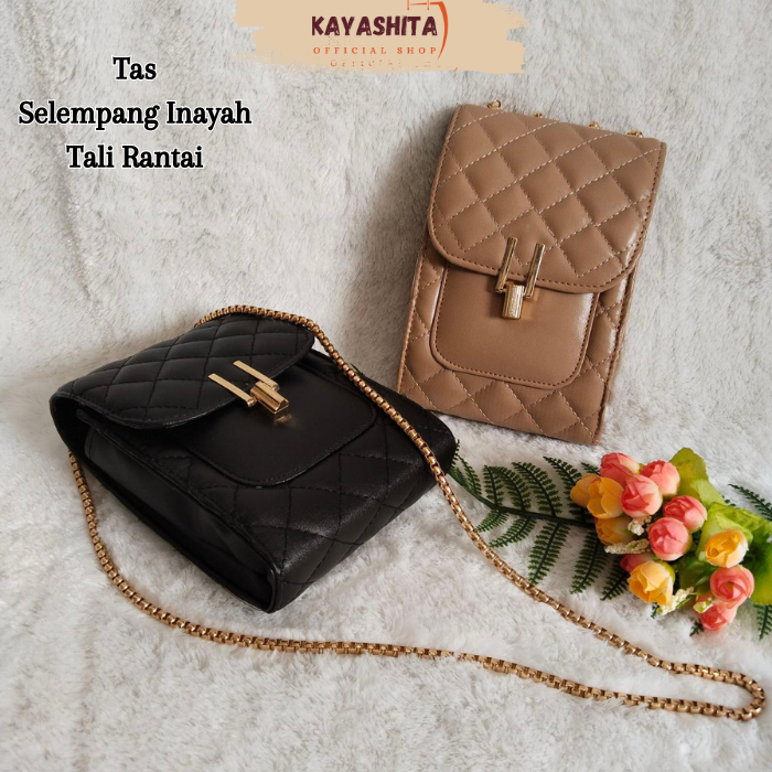 Tas Selempang Mini Wanita Hp Tali Rantai Ulir Gold