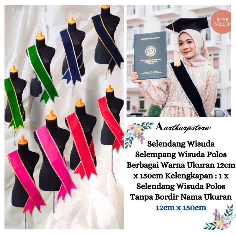 Selempang Bahan Bludru Tebal | Slempang Wisuda Ukuran 12cm x 150cm