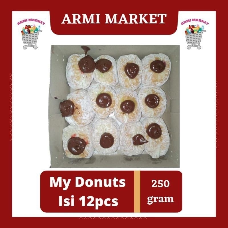 

Armi Market Bomboloni Donat Salju Coklat Durian Isi 12pcs