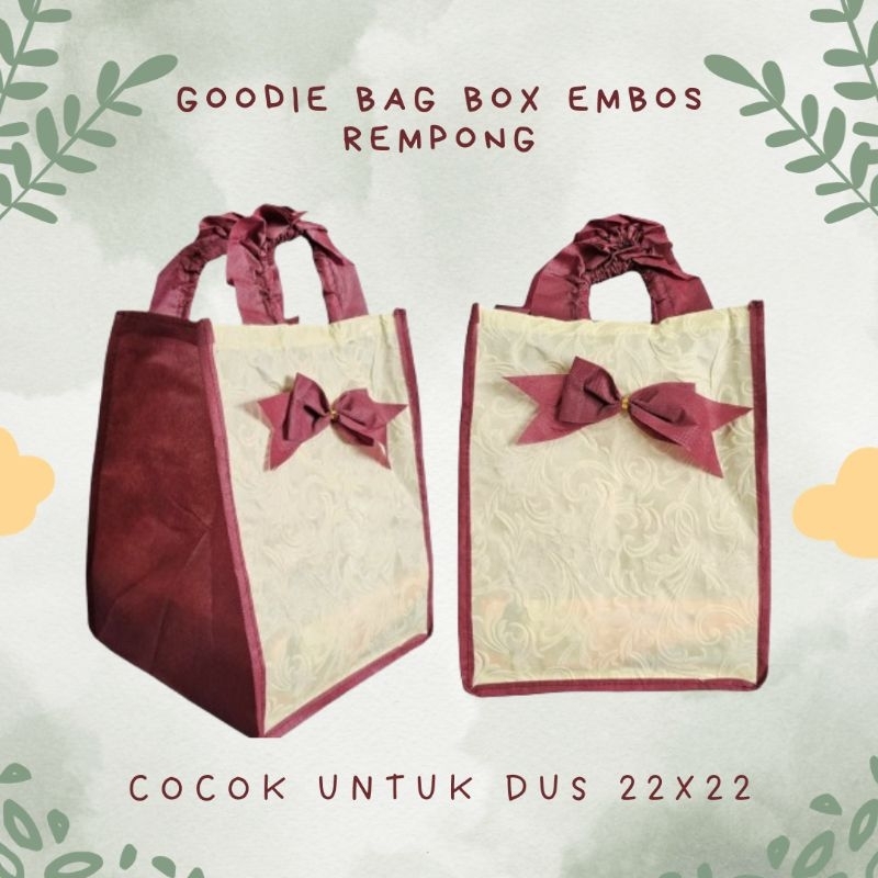 

Goodie bag BOX EMBOS REMPONG (LUSINAN 12 PCS)/ tas hajatan/ tas dus nasi/ tas spunbond