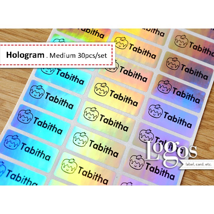 

Hologram laser MEDIUM Sticker Label Nama waterproof stiker nama anak